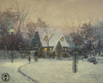 A Winters Cottage TK Christmas Oil Paintings